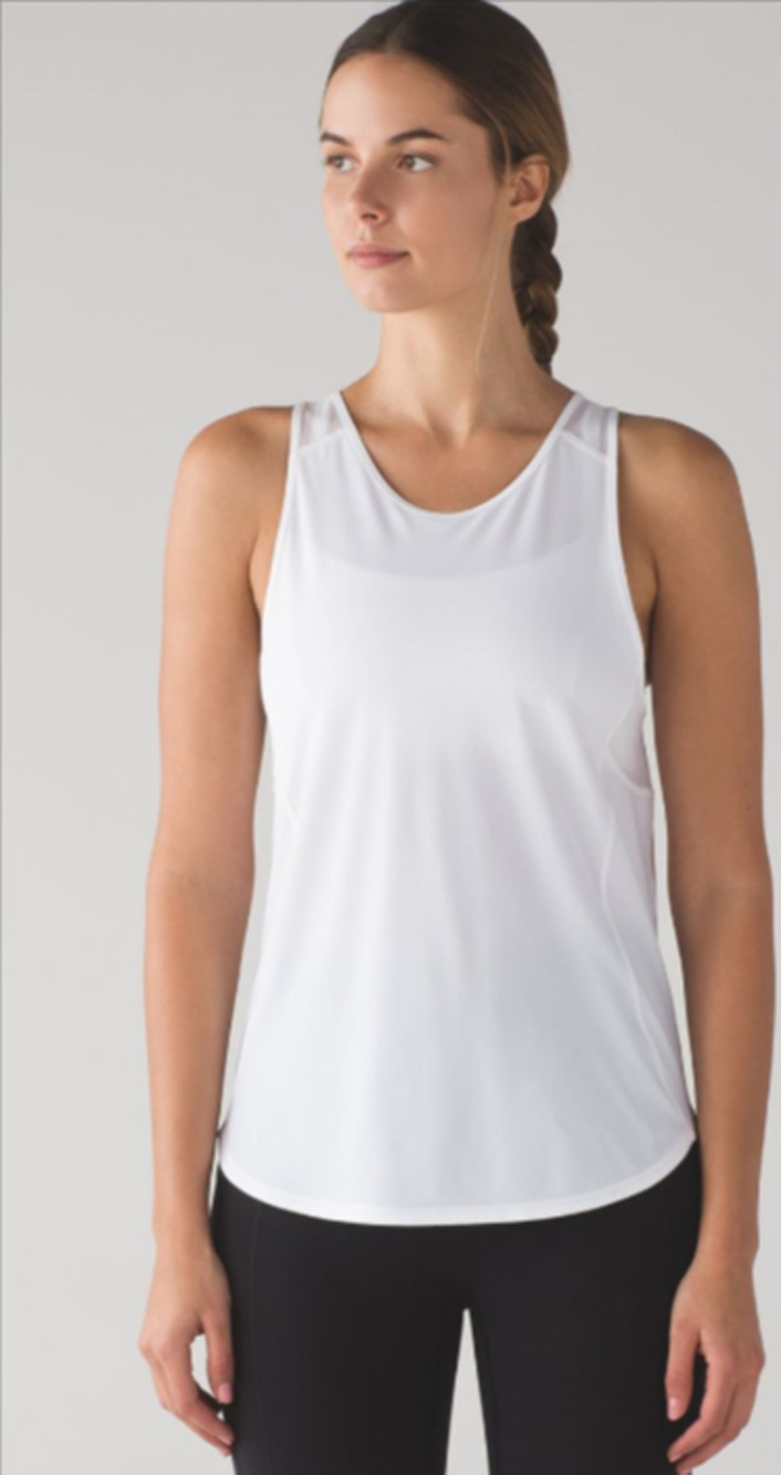 Lululemon White Sculpt Tank II Mesh Back Running Workout Top Women's Size 10